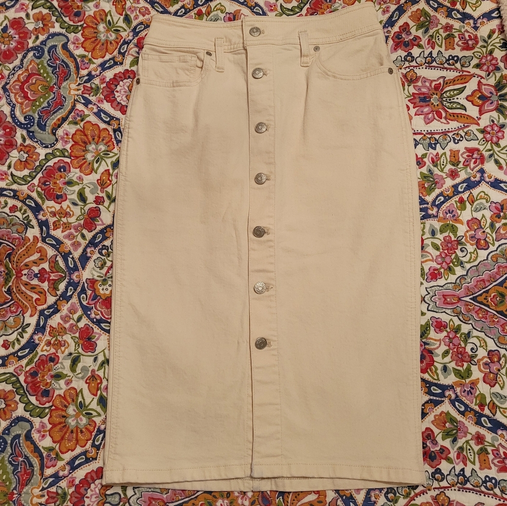 Madwell Denim High-Waist Midi Skirt in Vintage Canvas Wash - Western Edition